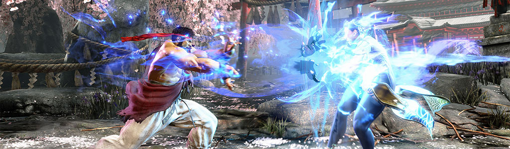 Ryu throwing a Fireball at Chun-Li in Street Fighter 6 - Learning Special Moves Hadoken